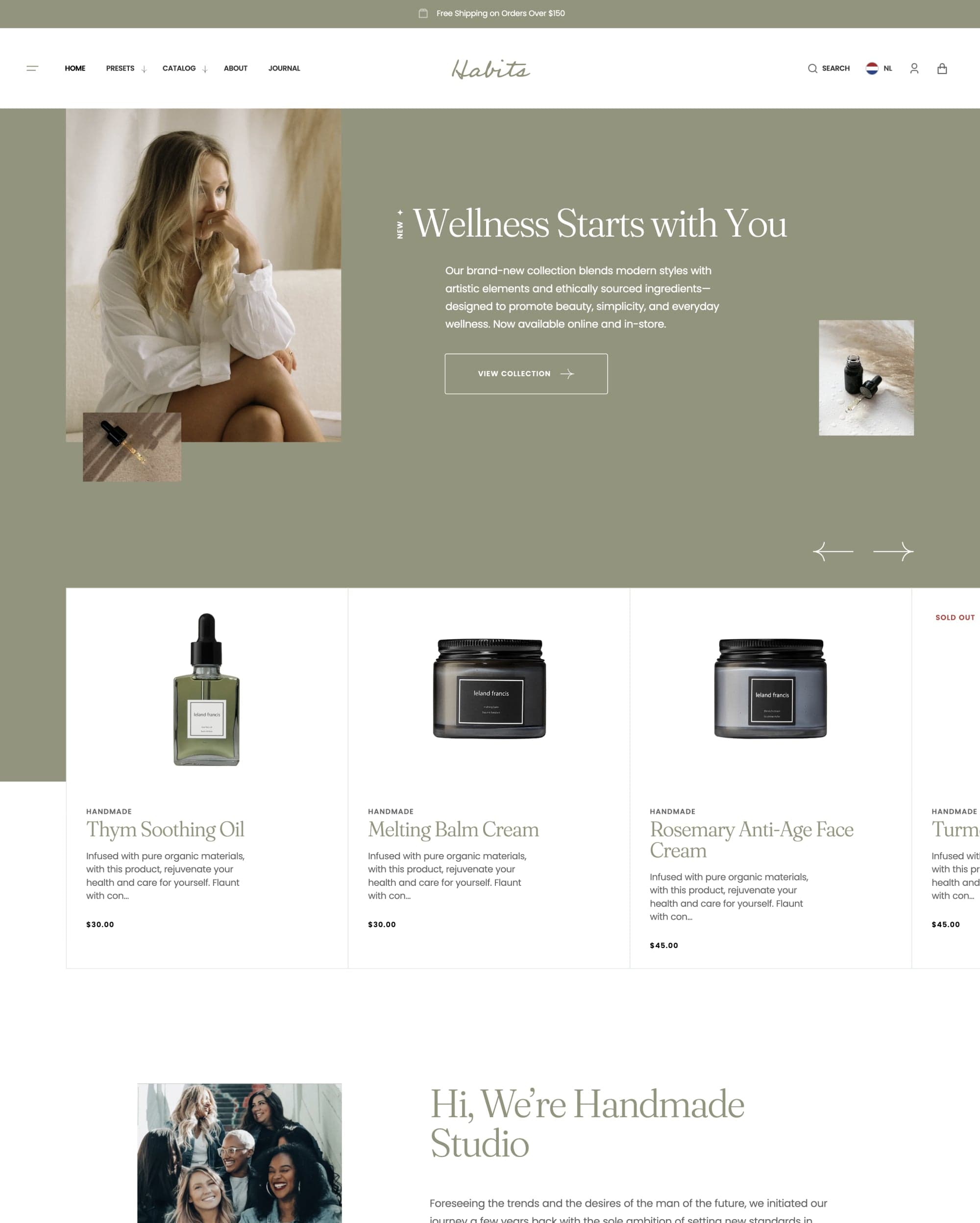 Habits preset for Handmade Shopify theme
