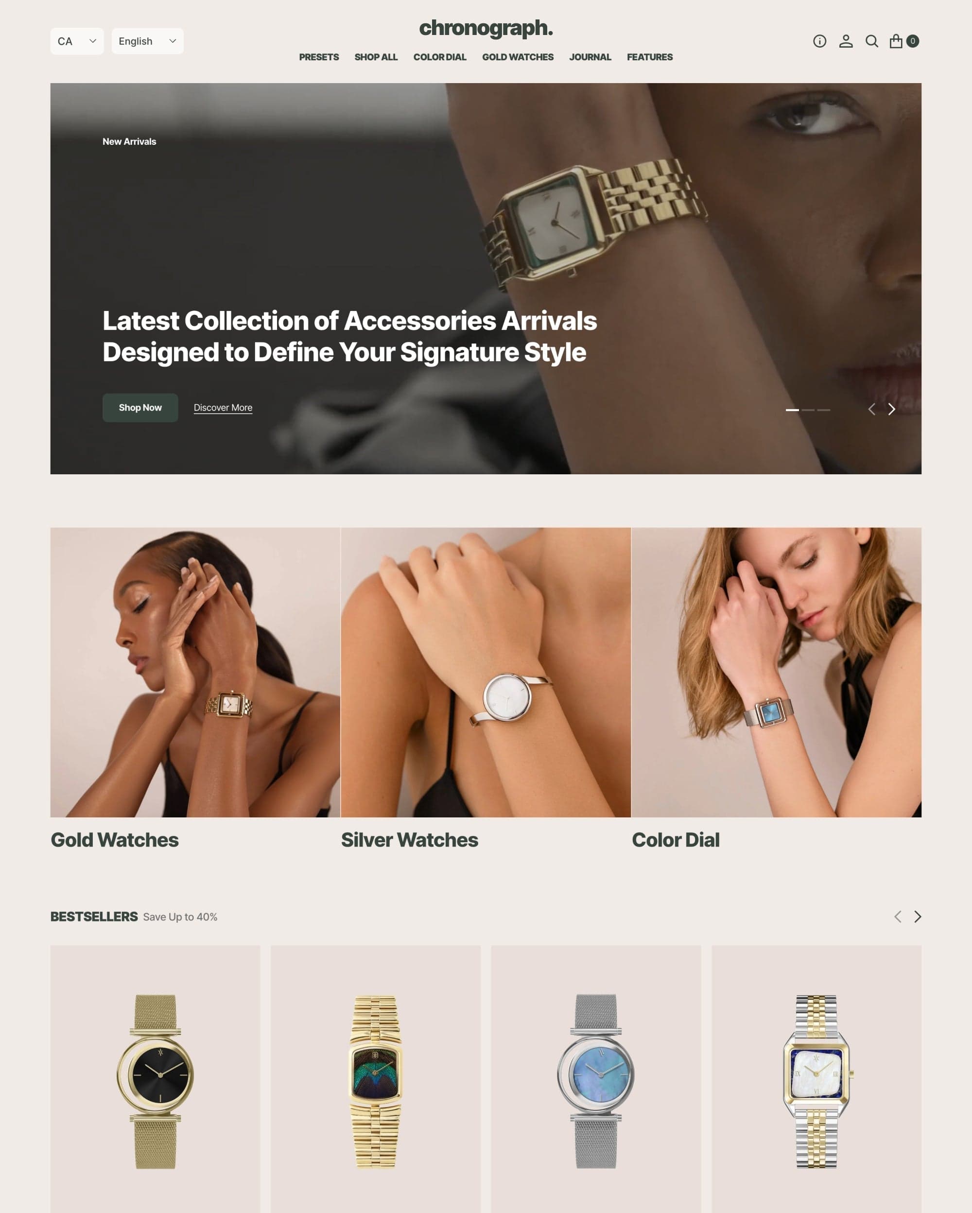 Chronograph preset for Essentials Shopify theme