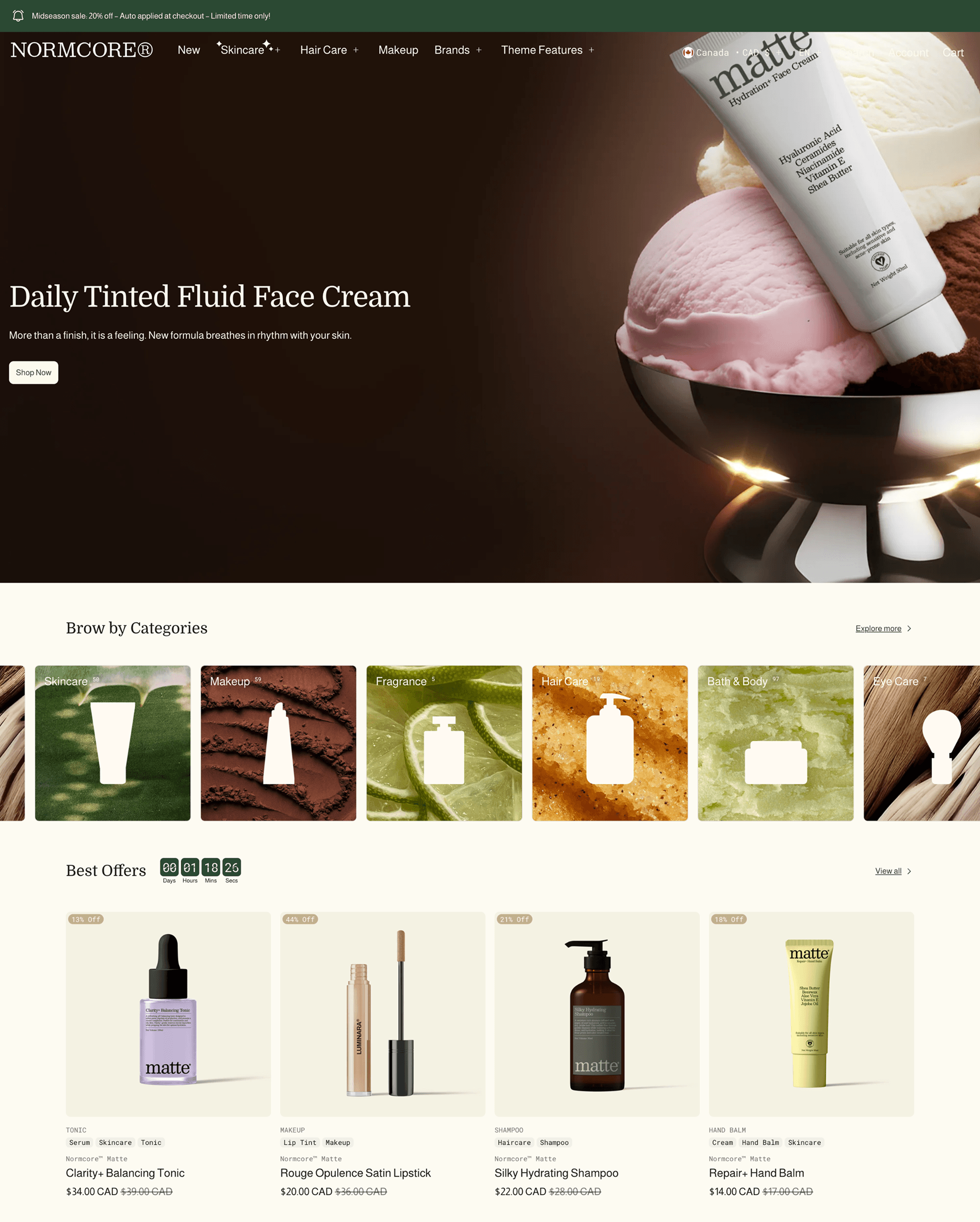 Matte preset for Normcore Shopify theme
