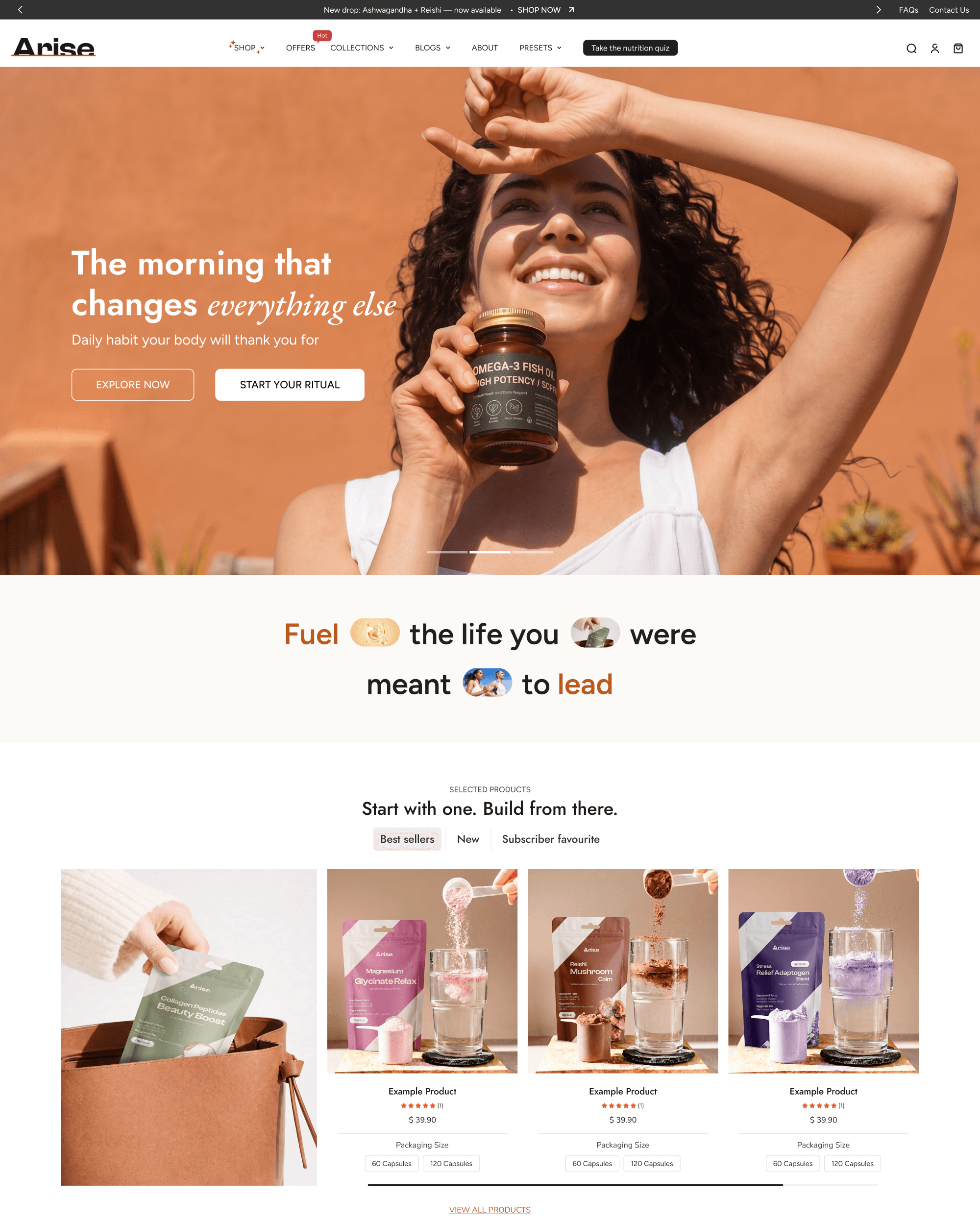 Arise preset for Eurus Shopify theme