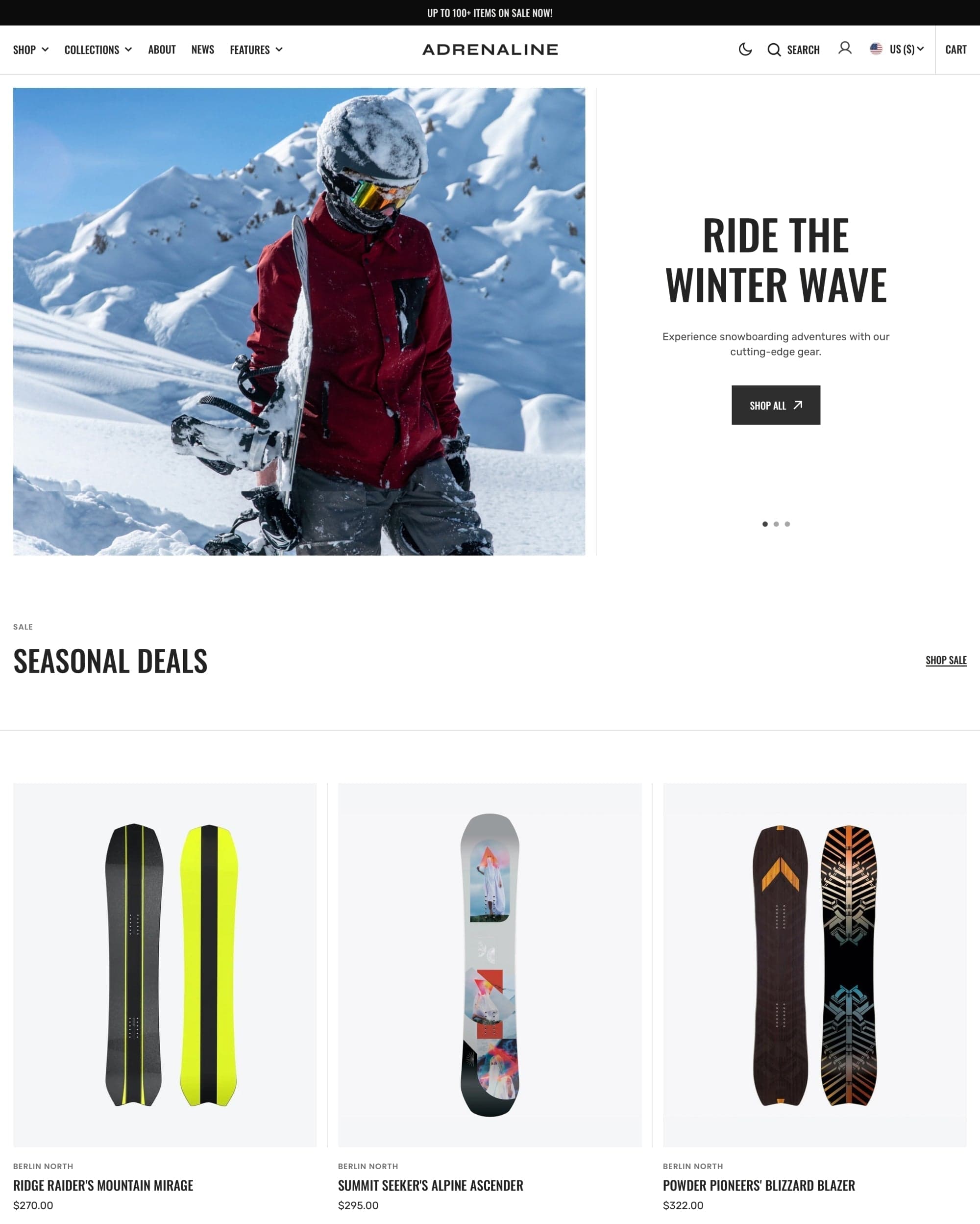 Adrenaline preset for Berlin Shopify theme
