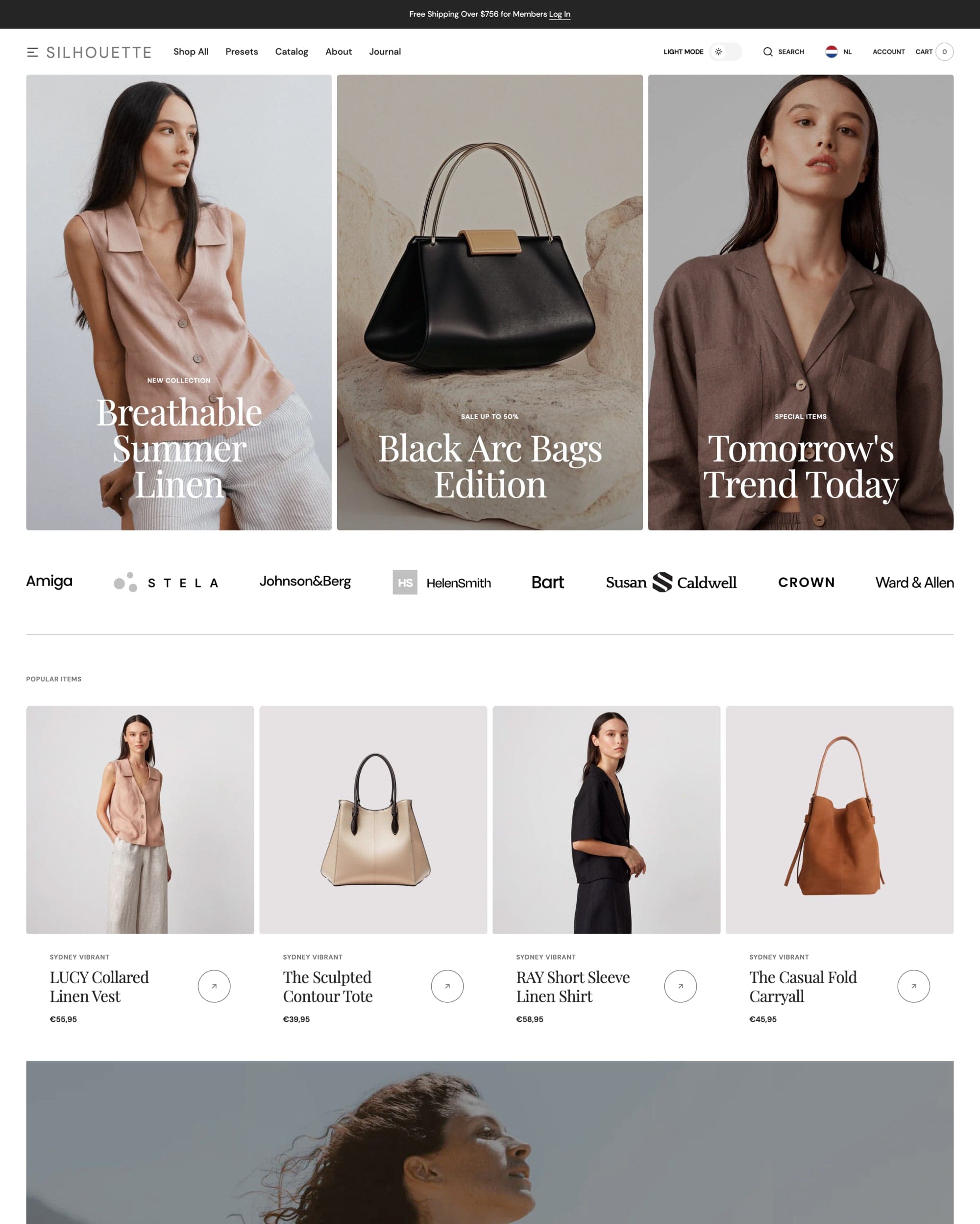Silhouette preset for Sydney Shopify theme