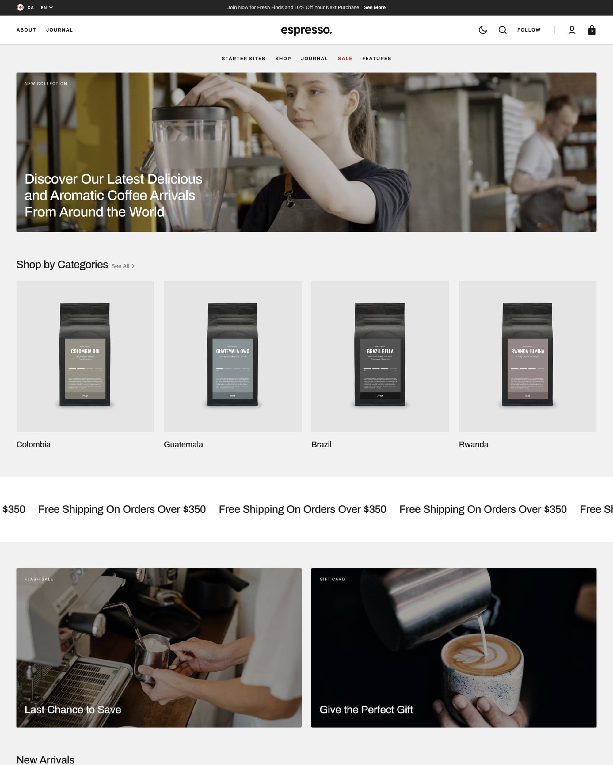Espresso preset for Select Shopify theme