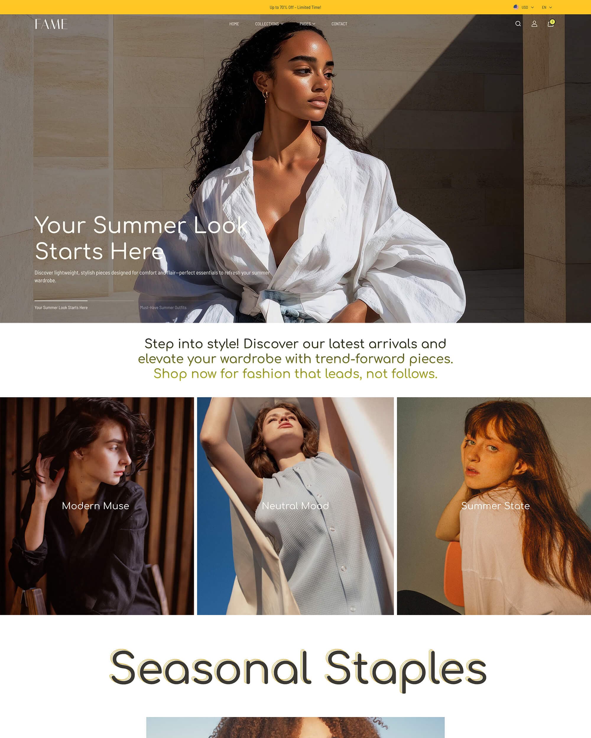 Fame Shopify theme preview