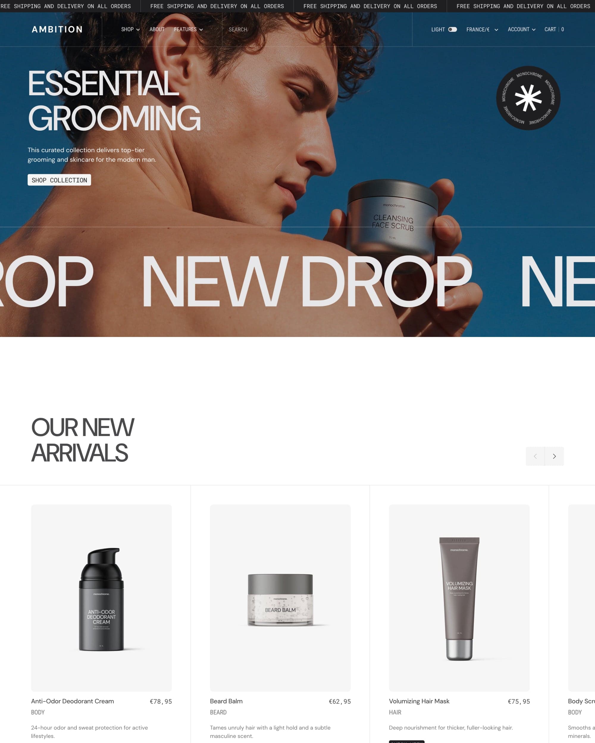 Ambition preset for Monochrome Shopify theme