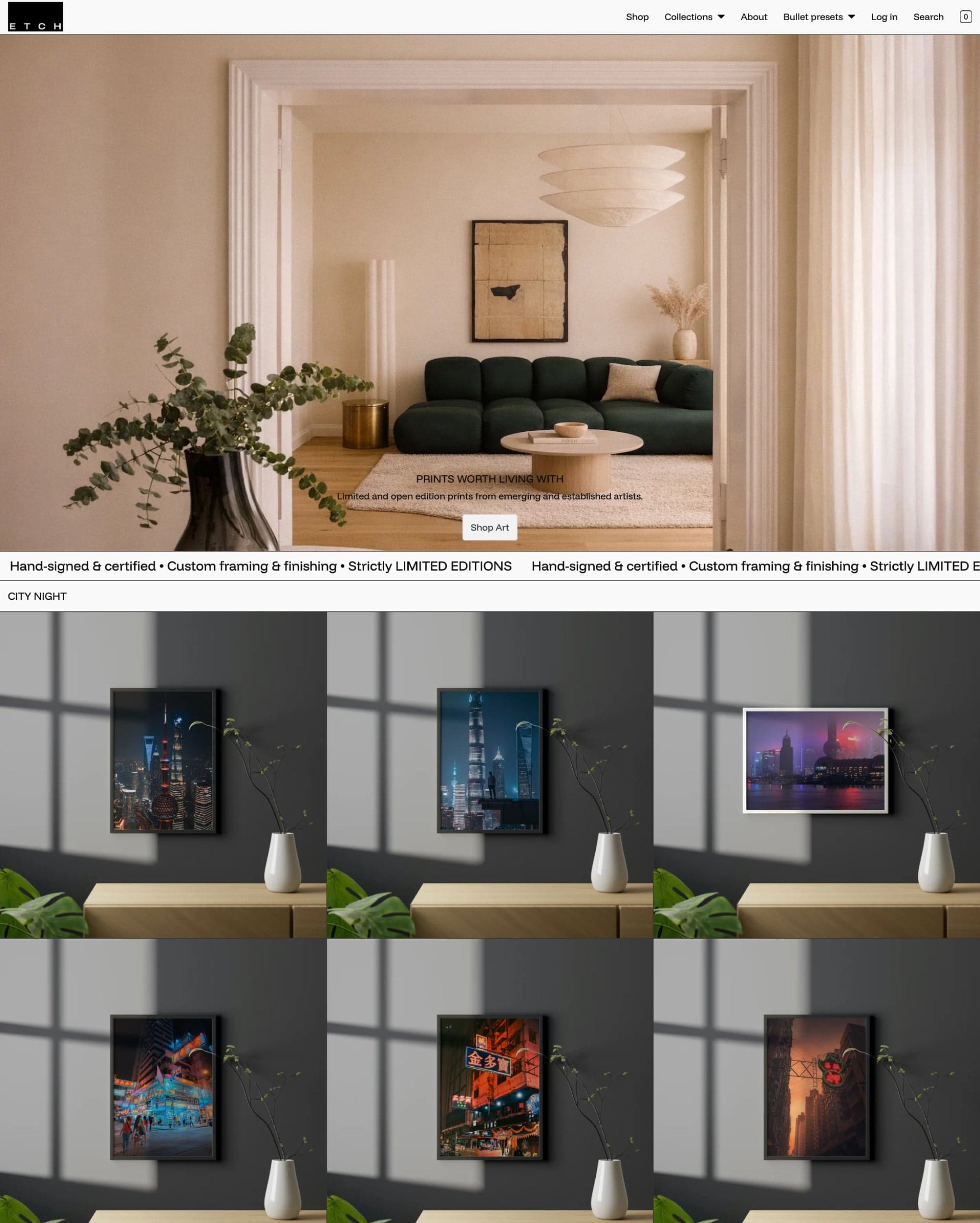 Etch preset for Bullet Shopify theme