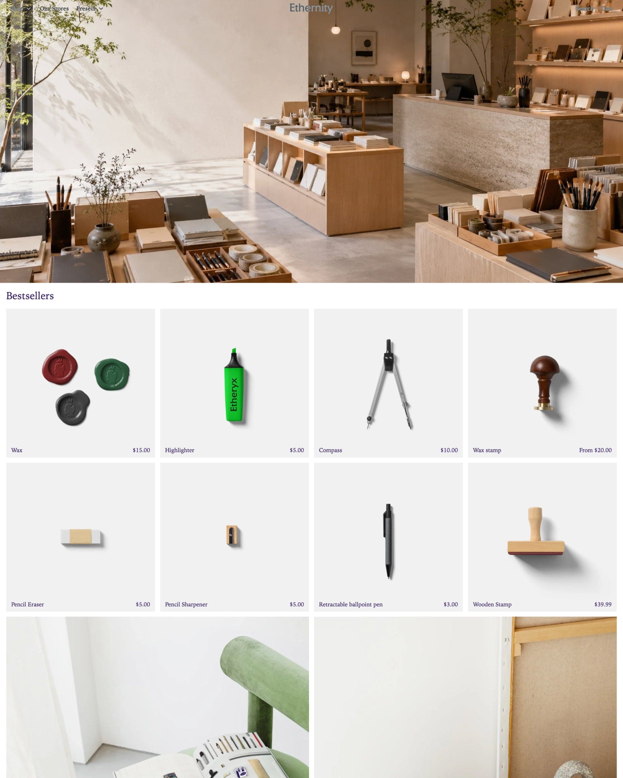 Ethernity preset for Etheryx Shopify theme