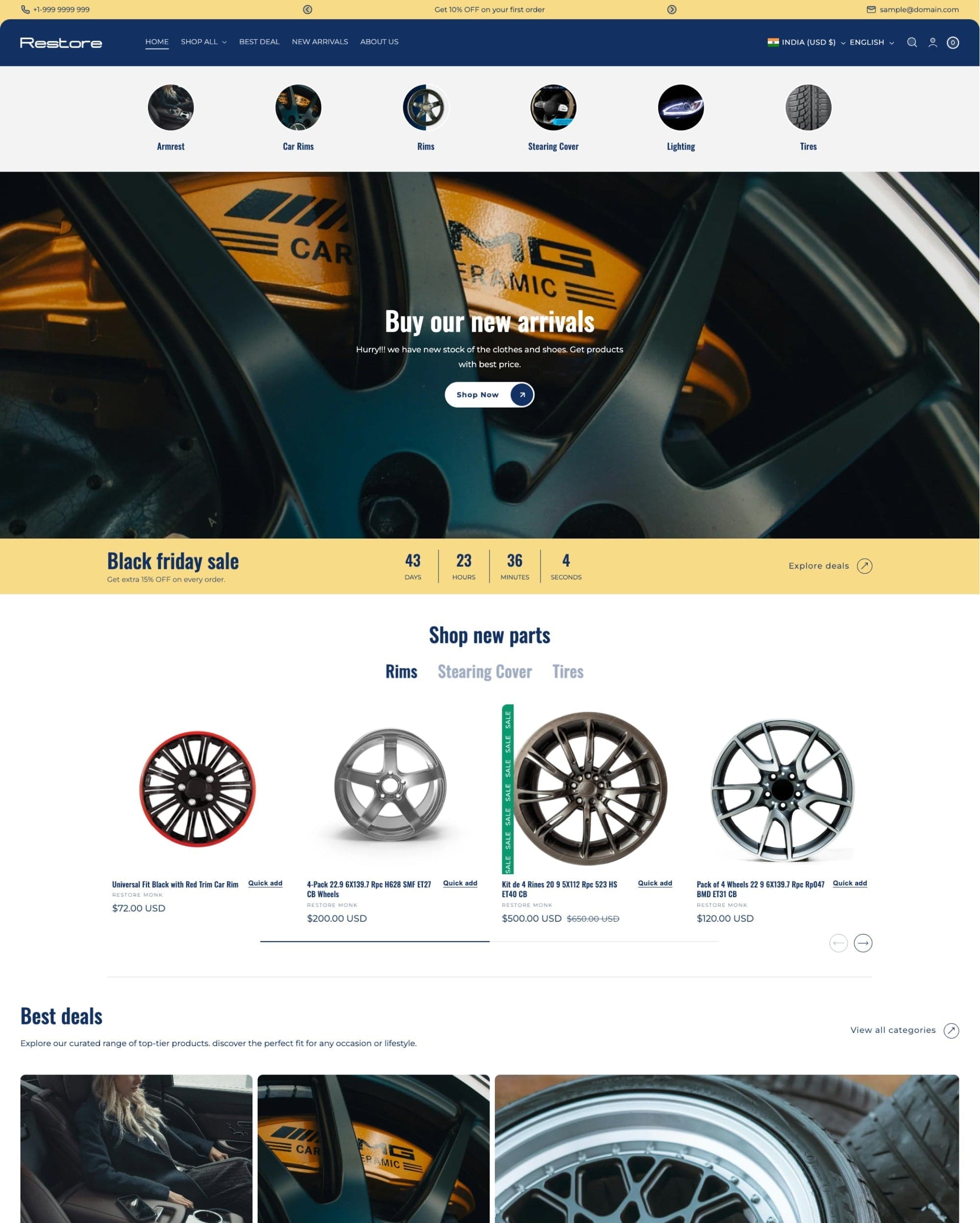 Restore preset for Monk Shopify theme