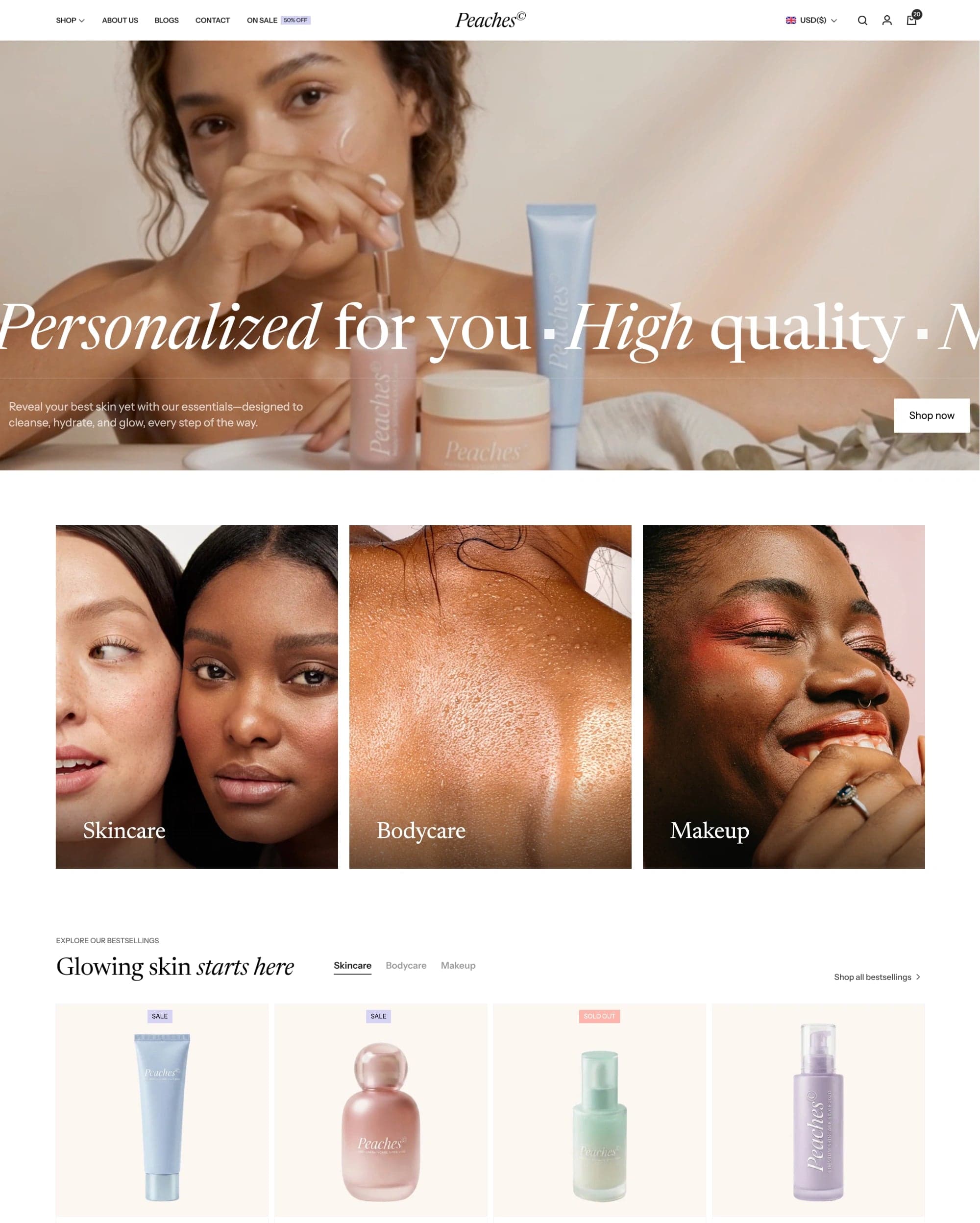 Peaches preset for Wave Shopify theme