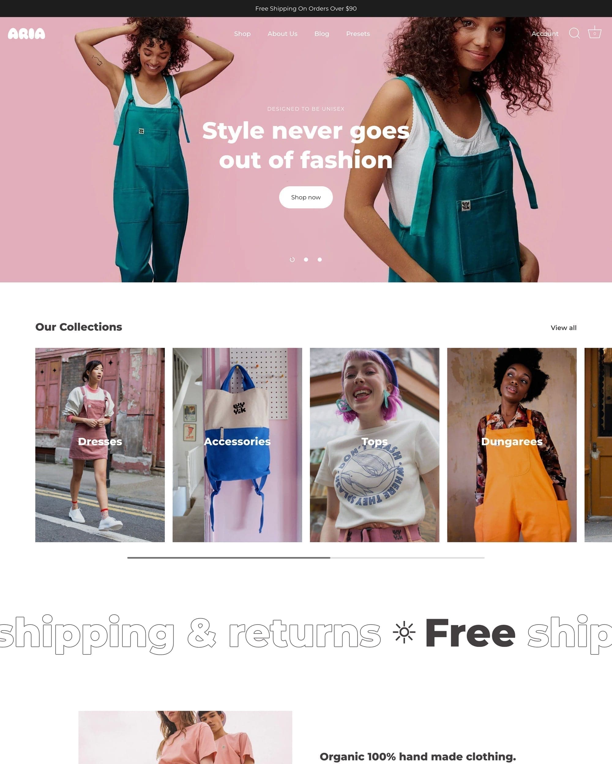 Aria preset for Showcase Shopify theme