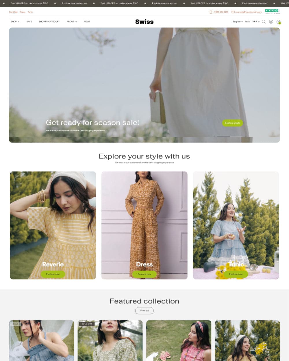 Elite preset for Swiss Shopify theme