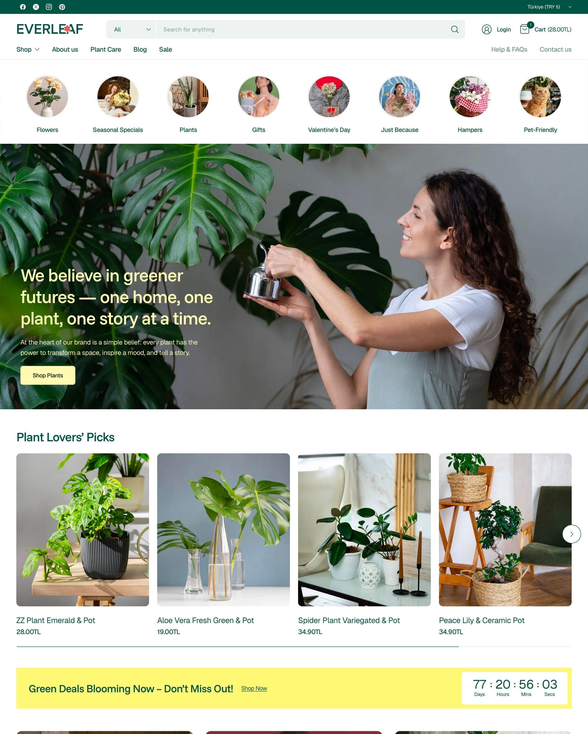 Everleaf preset for Pinnacle Shopify theme