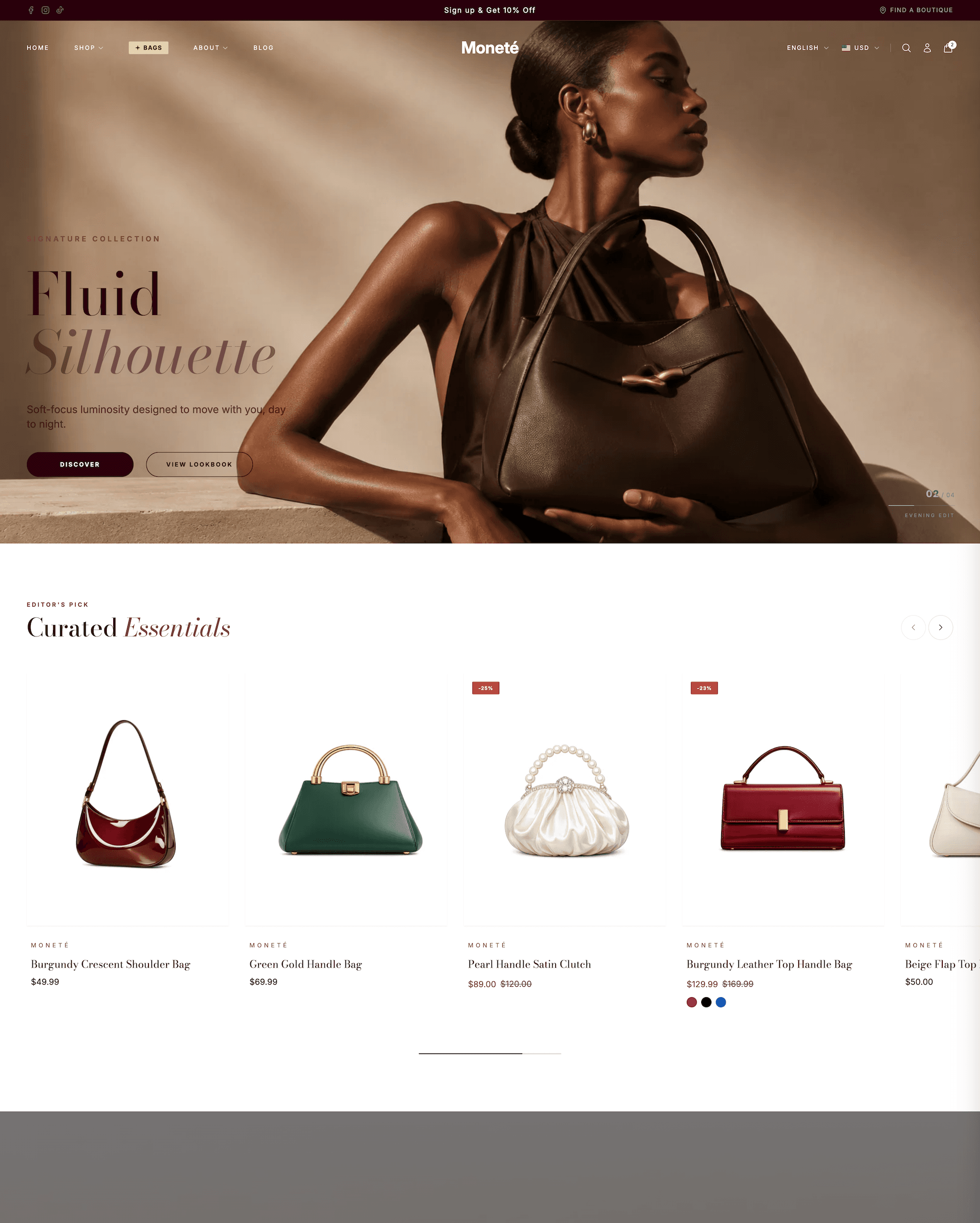 Monete preset for July Shopify theme
