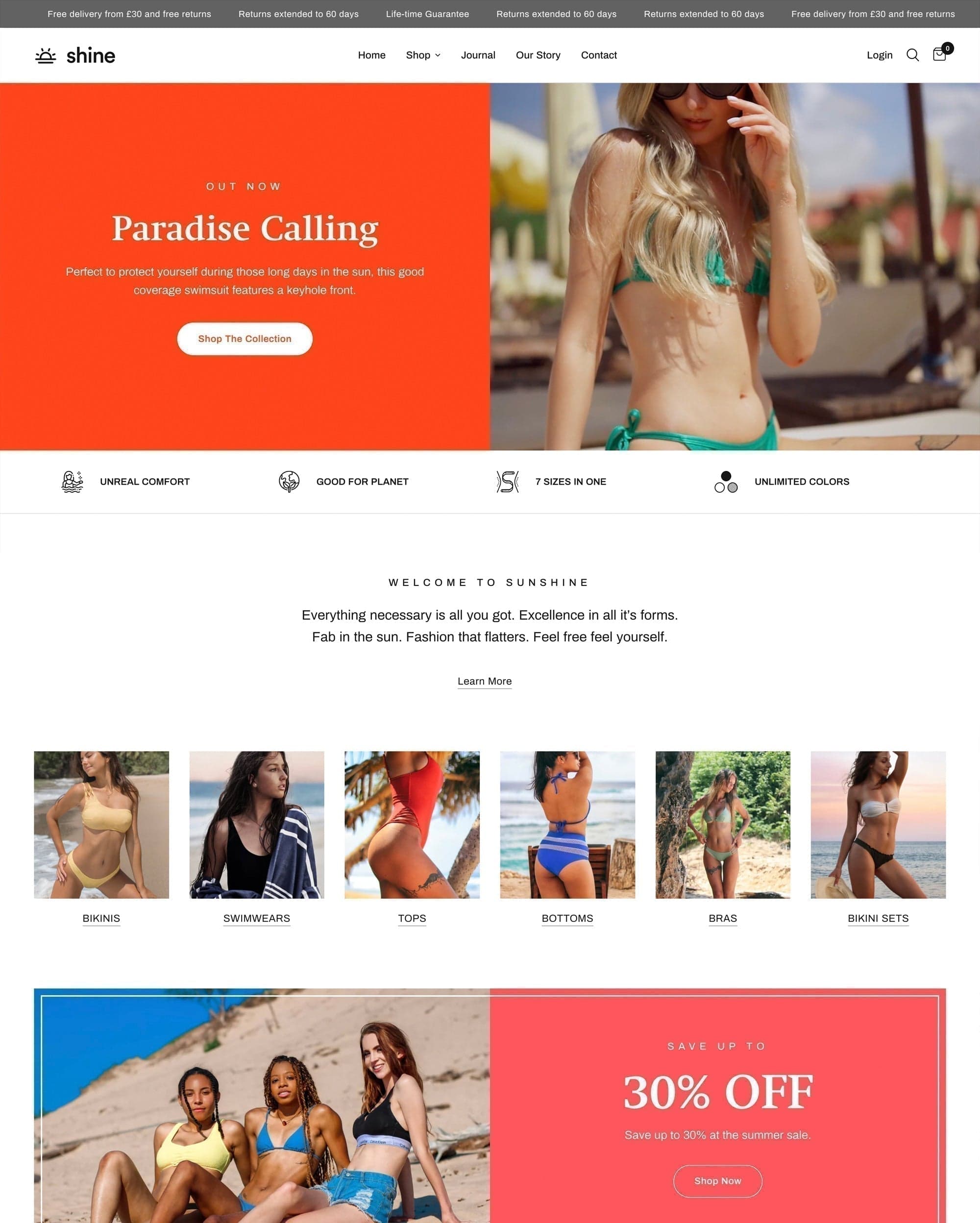Sunshine preset for Reformation Shopify theme