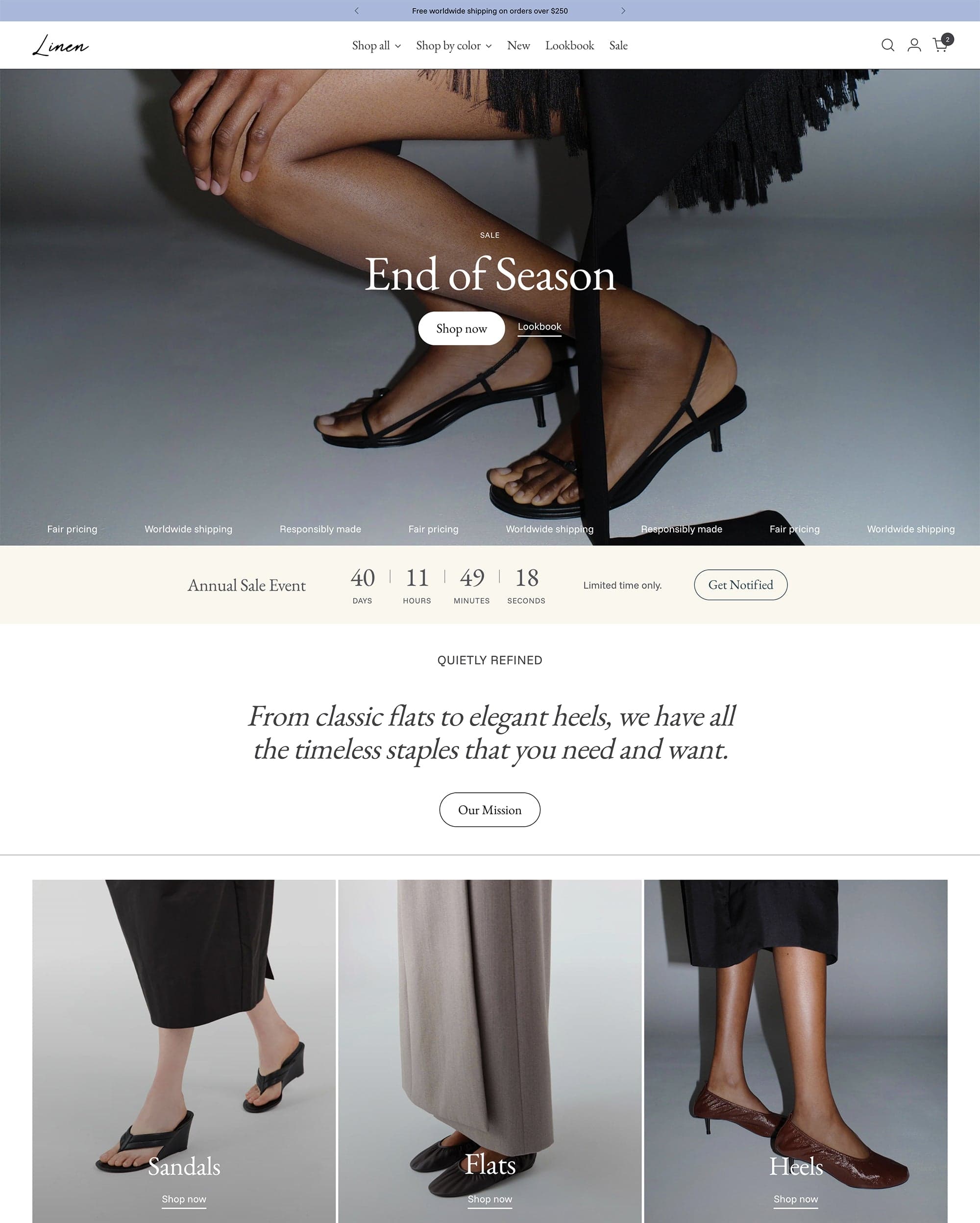 Linen preset for Stiletto Shopify theme